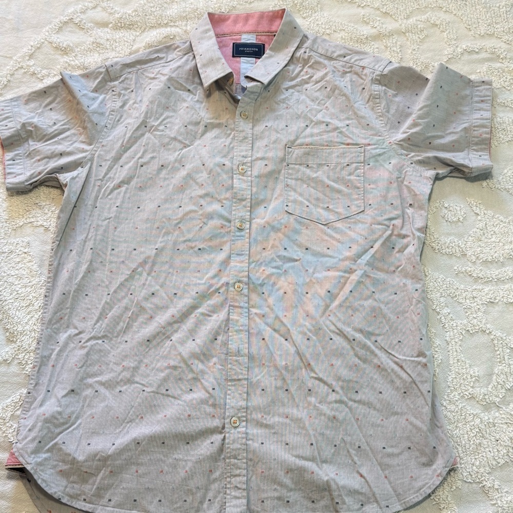 7 Diamonds Stretch Gray Short Sleeve Men's Shirt